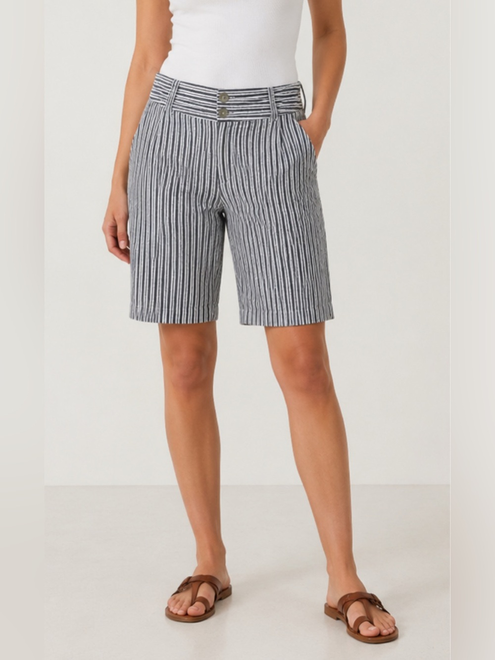 Michael Kors White and grey Striped Women’s Bermuda Shorts size 8 or medium